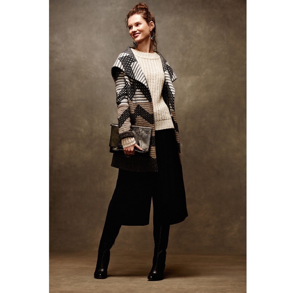 Anthropologie Striped Chevron Sweatercoat